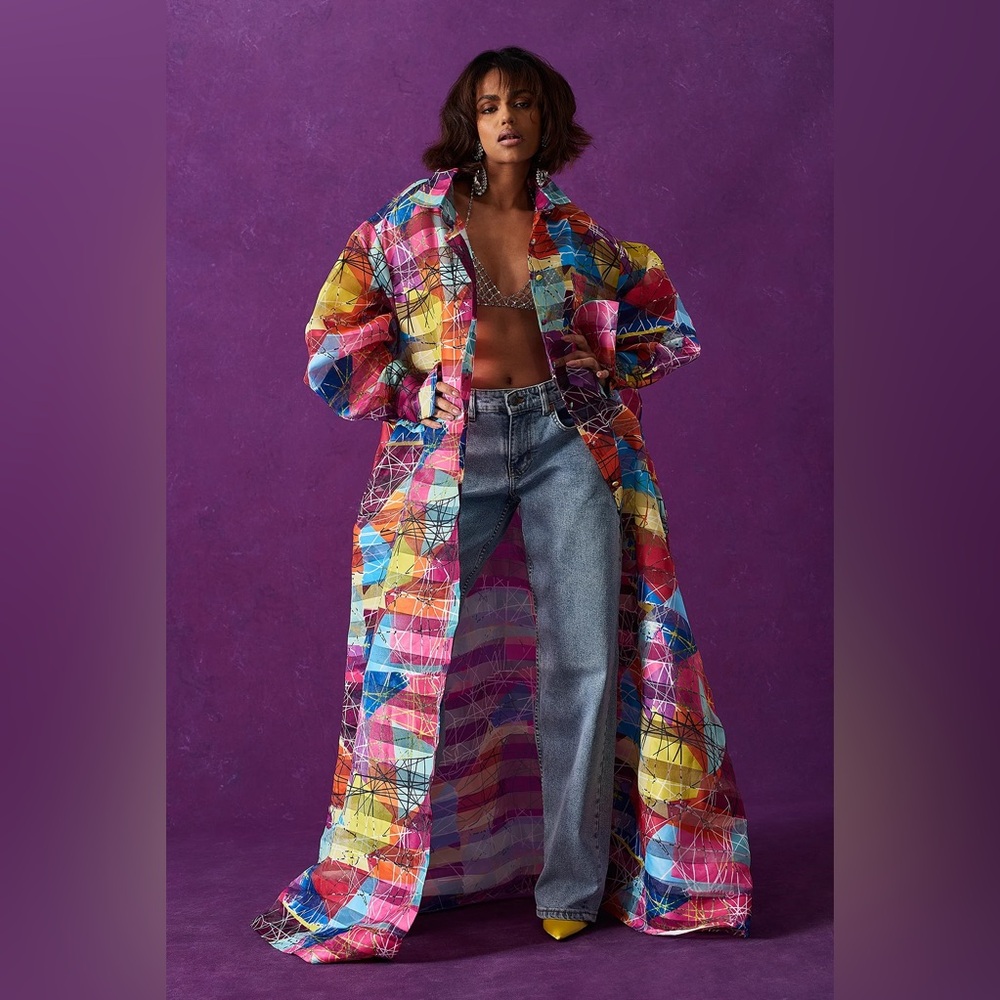 Colorful Geometric Amira Shirt Dress By KAI Collective